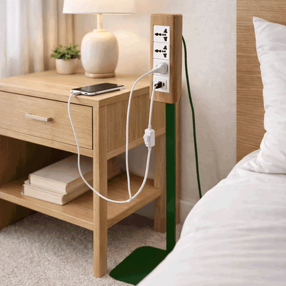 Wooden Desk Power Strip on 800mm Metal Stand with USB-C