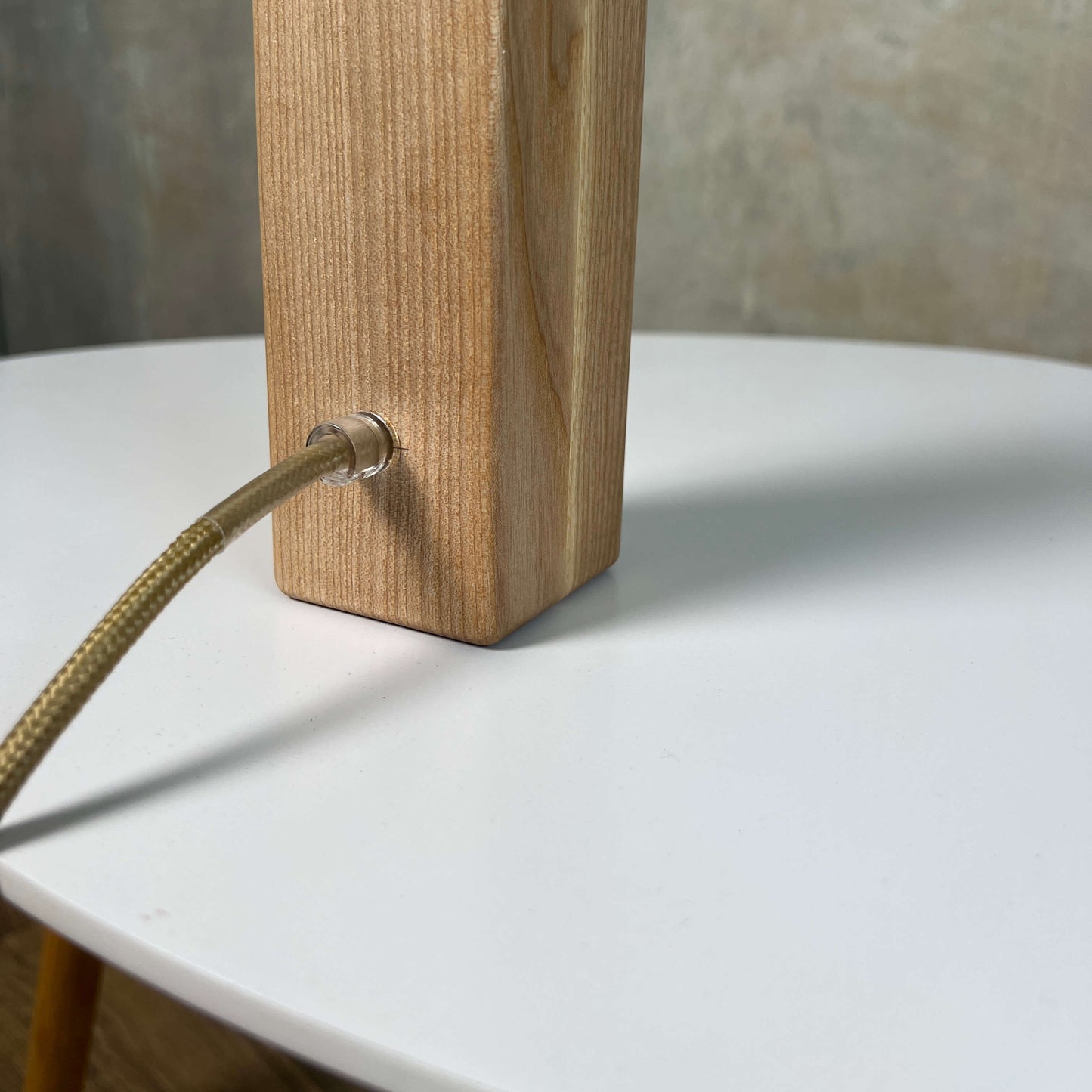 Wooden Desk Power Strip with USB-C, Handmade Ash Wood Extension for Modern Workspaces