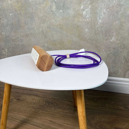 Wooden Desk Power Strip with USB-C, Handmade Ash Wood Extension for Modern Workspaces