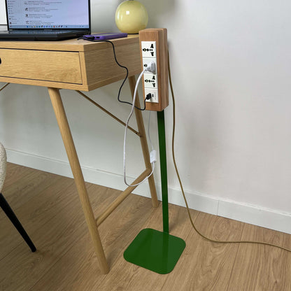 Wooden Desk Power Strip on 800mm Metal Stand with USB-C