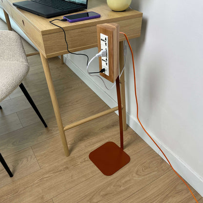 Wooden Desk Power Strip on 800mm Metal Stand with USB-C