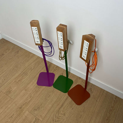 Wooden Desk Power Strip on 800mm Metal Stand with USB-C