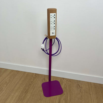 Wooden Desk Power Strip on 800mm Metal Stand with USB-C