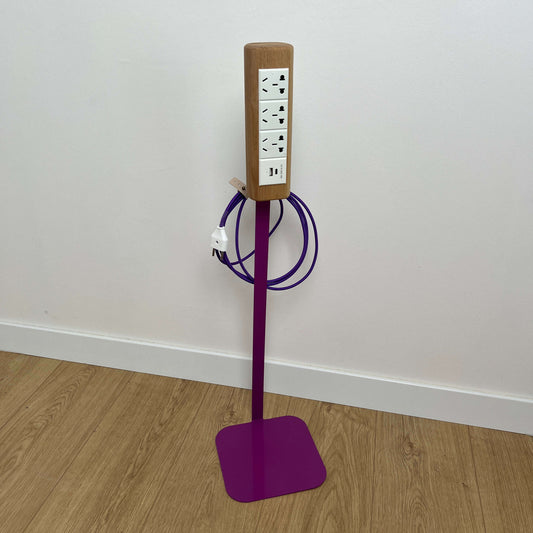 Wooden Desk Power Strip on 800mm Metal Stand with USB-C