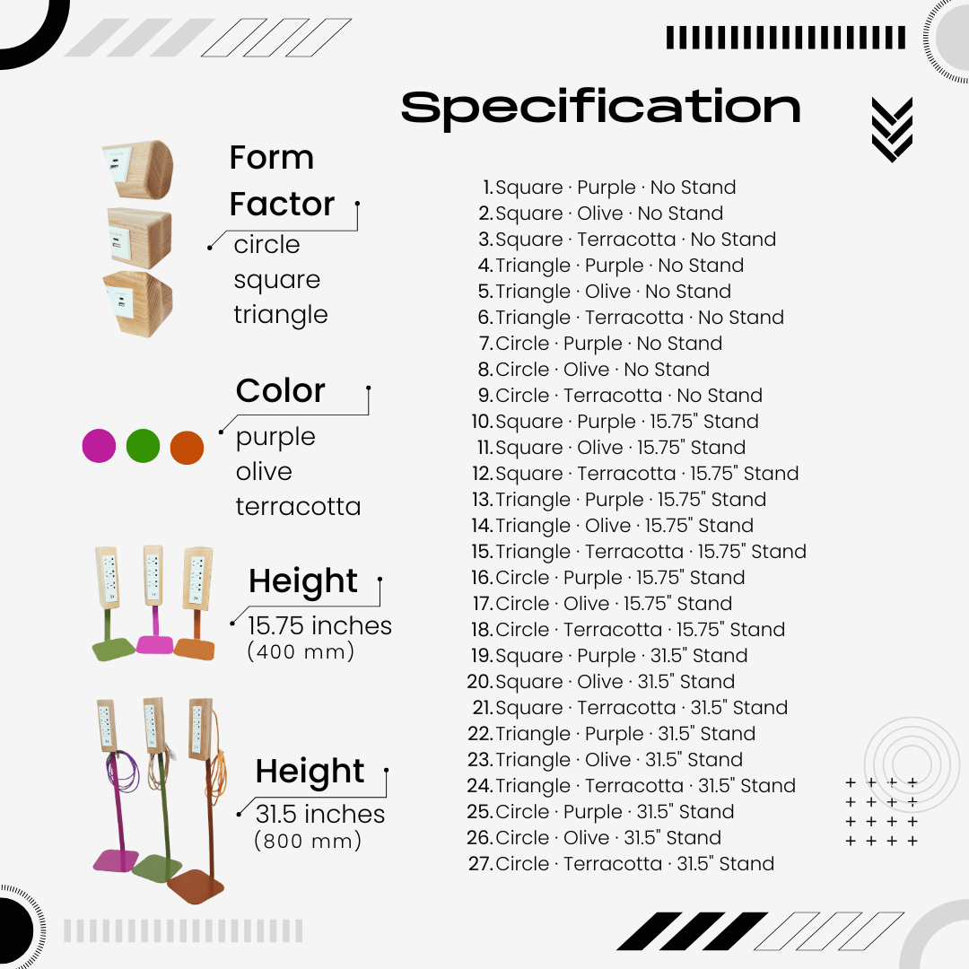 Wooden Desk Power Strip with USB-C, Handmade Ash Wood Extension for Modern Workspaces